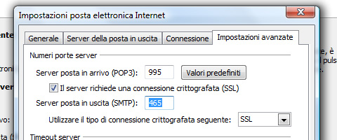 impostazioni avanzate outlook