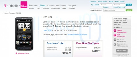 HTC HD2 prezzo T-Mobile