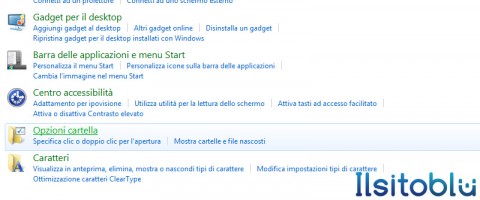 opzioni cartella windows 7