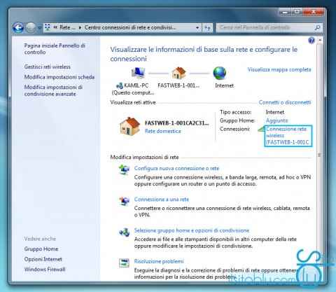 Centro connessioni di rete Windows 7