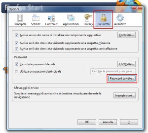Sicurezza ==> Password salvate - Firefox