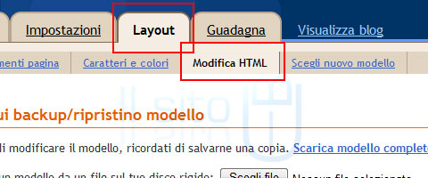 Layout - Modifica HTML Blogger