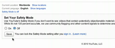 Safety mode YouTube