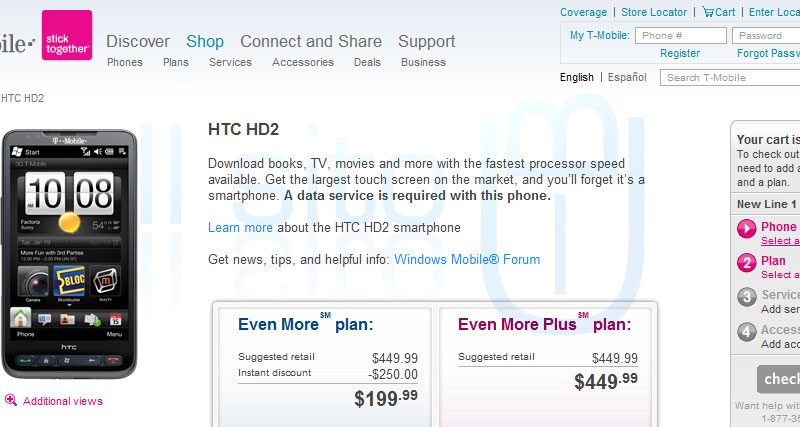 HTC HD2 prezzo T-Mobile