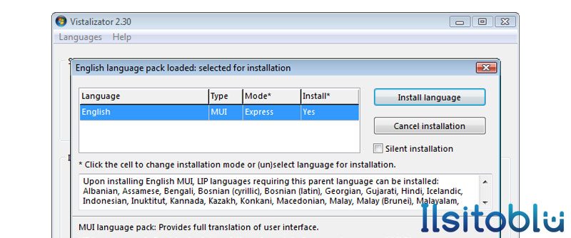 cambiare la lingua di Windows 7 con Vistalizator