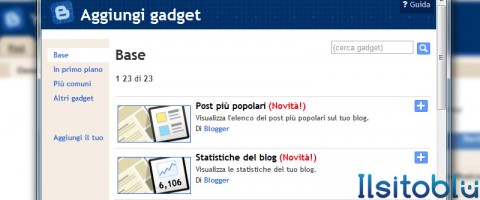 aggiungi gadget blogger
