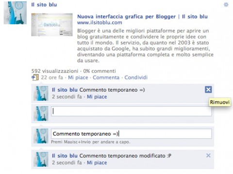 modificare commenti facebook