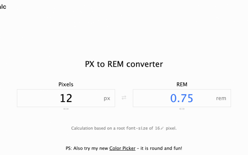 conversione px in rem